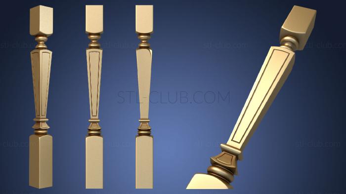 Baluster with four-sided shape